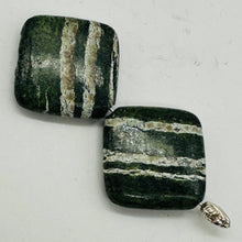 Load image into Gallery viewer, Jasper Zebra Stone Square | 25x25x7mm | Green White | 2 Bead(s)