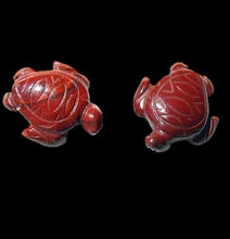 Load image into Gallery viewer, Majestic Carved Brecciated Jasper (2) Sea Turtle Beads | 22x18.5x8mm | Red
