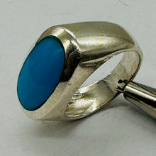 Load image into Gallery viewer, Turquoise Sterling Silver with Oval Stone Ring | Size 7 | Blue, Silver | 1 Ring|