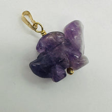 Load image into Gallery viewer, Dinosaur Carved Amethyst Stegosaurus 14Kgf Pendant | 1 inch long | Purple |
