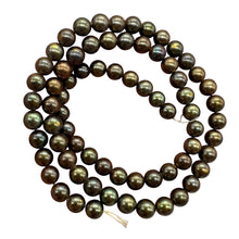 Load image into Gallery viewer, Fresh Water Pearls 16" Strand Round Pearls | 6mm | Dark Green, Red | 1 Strand |