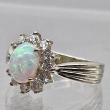 Load image into Gallery viewer, Gemstone Oval CZ Opal Sterling Silver Ring | 7 | Fire Green Red | 1 Ring |