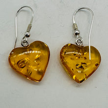 Load image into Gallery viewer, Amber Heart Dangle Earrings | 1 1/4" Long | Amber | 1 Pair Earrings |
