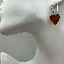 Load image into Gallery viewer, Amber Heart Dangle Sterling Silver Earrings | 1" Long | Amber | 1 Pair Earrings|