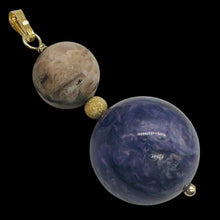 Load image into Gallery viewer, Charoite, Peruvian Opal 14K Gold Filled Pendant | Purple, Pink | 1 7/8" Long |