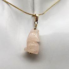 Load image into Gallery viewer, Rose Quartz Wolf Pendant Necklace | Semi Precious Stone Jewelry | 14k Pendant