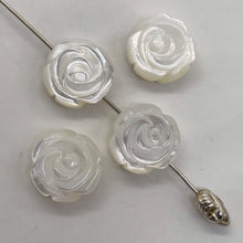 Load image into Gallery viewer, Mother of Pearl Parcel Carved Rose Beads | 12x6mm | White | 4 Beads |