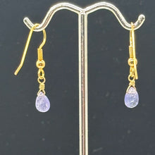 Load image into Gallery viewer, Tanzanite 14K Gold Filled Drop Wire Wrap Earrings | Lavender | 1 Inch Long |
