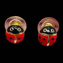 Load image into Gallery viewer, Fashion Lady Bug Oval Post Earrings | 7/8" | Red Black | 1 Pair |