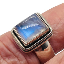 Load image into Gallery viewer, Moonstone Sterling Silver Rectangle Ring | Size 6.5 | Blue | 1 Ring |