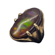 Load image into Gallery viewer, Fire Boulder Opal 14K Gold Ring | 23x13mm Stone | 5.5 | Green, Yellow, Purple |