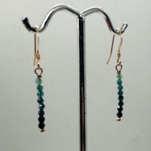 Load image into Gallery viewer, Sapphire AAA Faceted Bead Rose Gold Earrings | Blue, Dark Blue | 1 1/4" |