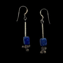 Load image into Gallery viewer, Spark Stardust Lapis Dangle Drop Silver Earrings 5697