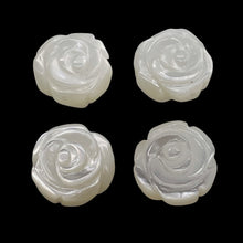 Load image into Gallery viewer, Mother of Pearl Parcel Carved Rose Beads | 12x6mm | White | 4 Beads |