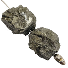 Load image into Gallery viewer, Pyrite Crystal Nugget Beads | 18x17x13 to 19x17x16mm | Silver Gold | 2 Beads |