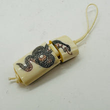 Load image into Gallery viewer, Year of the Snake 2025 Skrimshaw Pendant | 1 1/2" Long| Cream, Brown, Blue, Red|