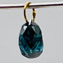 Load image into Gallery viewer, Diamond .35ct Briolette 14K Pendant | 4x3x3mm | Blue | 1 Pendant Bead |