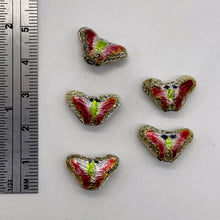 Load image into Gallery viewer, Lime & Cherry Cloisonne 16x10mm Butterfly Pendant Beads 8635B