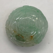 Load image into Gallery viewer, Jade Flat Round Chinese Character Inscribed Bead | 22x12mm| Green White| 1 Bead|