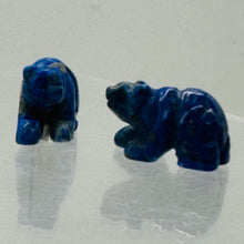 Load image into Gallery viewer, Roar! 2 Hand Carved Natural Lapis Bear Animal Beads | 13x18x7mm | Blue, white