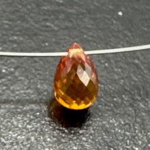 Load image into Gallery viewer, Sapphire, Faceted Padparadscha .88ct Briolette Pendant Bead | 6x4mm| Orange| 1 |