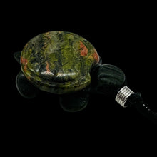 Load image into Gallery viewer, Unakite Stone Turtle Pendant Necklace | 3/4' Long | Green, Pink | 1 Pendant |