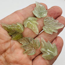 Load image into Gallery viewer, New Jade Carved Serpentine Leaf Bead Set | 28x23x4 to 23x24x4mm | 6 Beads |