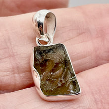 Load image into Gallery viewer, Moldavite 9.57ct Sterling Silver Rectangular Pendant | 7/8" Long | Green |