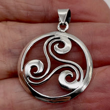 Load image into Gallery viewer, Celtic Triskelion Sterling Silver Charm | 1 1/4" Long | Silver | 1 Pendant |