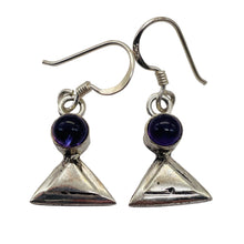 Load image into Gallery viewer, Amethyst Sterling Silver Triangle Earrings | 1" Long | Purple | 1 Pair |