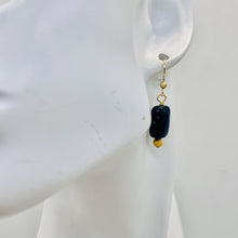 Load image into Gallery viewer, Pietersite Rectangle Bead 14K Gold Filled Earrings | 1 3/4" | Black Blue |