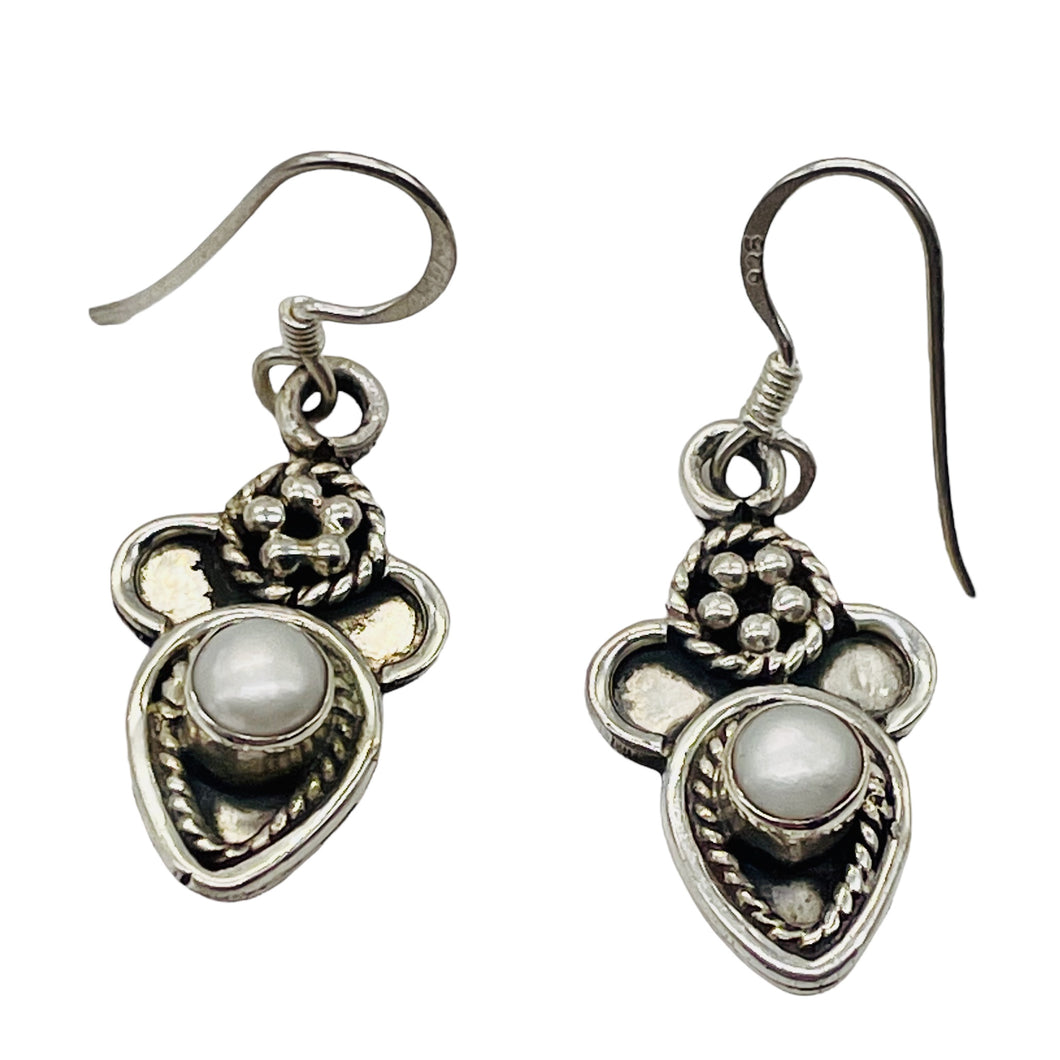 Fresh Water Pearl Sterling Silver Earrings | 1 1/2