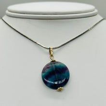 Load image into Gallery viewer, Fluorite 14K Gold Filled Striped Pendant | 1 1/4" Long| Purple, Blue| 1 Pendant|