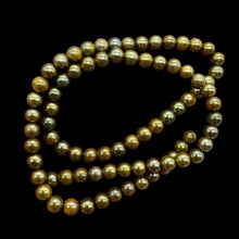 Load image into Gallery viewer, Fresh Water Pearls 16" Strand Round Pearls | 5mm | Golden Green | 1 Strand |