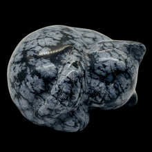 Load image into Gallery viewer, Hand-Carved Sleeping Cozy Kitty Cat | 40x37x21mm | Black White | 1 Figurine | | 40x37x21mm | Black White