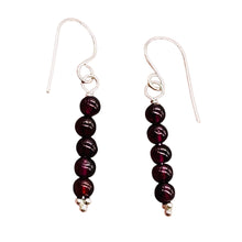 Load image into Gallery viewer, Rhodolite Garnet Sterling Silver Drop Earrings | 1 1/4 inches long |