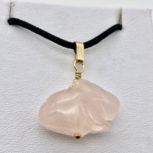 Load image into Gallery viewer, Hop Rose Quartz Bunny Rabbit 14K Gold Filled Pendant | Pink | 1" Long |