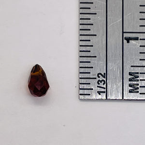 Merlot Zircon Gemstone .37 ct Briolette Bead | 5x3mm | Dark Orange| 1 Bead |