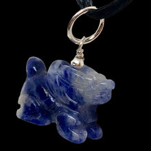 Load image into Gallery viewer, Sodalite Hand Carved Winged Dragon Sterling Silver Pendant 509286Sds