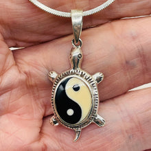 Load image into Gallery viewer, Yin Yang Sterling Silver Turtle Pendant | 1 1/2" Long | White Black | 1 Pendant |