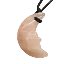 Load image into Gallery viewer, Rose Quartz Star and Moon Pendant Necklace | 3/4" Long | Pink | 1 Necklace |