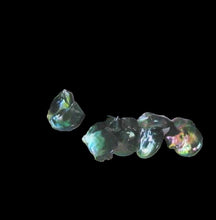 Load image into Gallery viewer, 5 Dragon Scales Green 16x5mm to 25x6mm Briolette Coin Pearls 9937