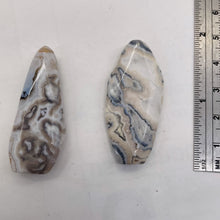 Load image into Gallery viewer, Ocean Jasper Old Stock Long Oval Beads| 45x22x6 to38x20x7mm| Gray, Black|2 Beads