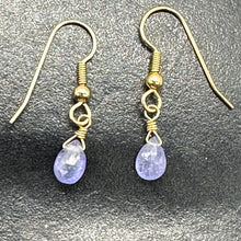 Load image into Gallery viewer, Tanzanite 14K Gold Filled Drop Wire Wrap Earrings | Lavender | 1 Inch Long |