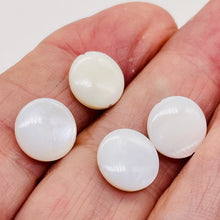 Load image into Gallery viewer, Mother of Pearl Natural Pi Circle Round Beads | 11x3mm | White | 4 Beads |