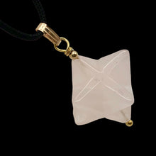 Load image into Gallery viewer, Rose Quartz Merkaba Star Pendant Necklace|SemiPrecious Stone Jewelry|14K Pendant