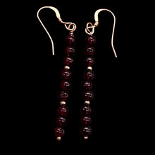 Load image into Gallery viewer, Garnet Faceted 14K Rose Gold Filled Earrings | 2 inches long |