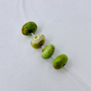 Gaspeite High Grade 6mm Rondelle Beads | 6mm | Green Brown | 4 Beads |
