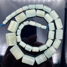 Load image into Gallery viewer, Aquamarine Graduated Faceted Tube Bead Strand | 8x5 to 20x15mm Blue| 34 Beads |