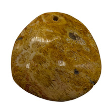 Load image into Gallery viewer, Fossilized Coral Round Pendant Bead | 41x40x7mm | Beige Orange |